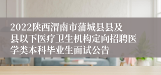 2022陕西渭南市蒲城县县及县以下医疗卫生机构定向招聘医学类本科毕业生面试公告