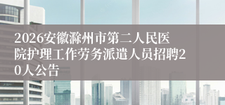 2026安徽滁州市第二人民医院护理工作劳务派遣人员招聘20人公告