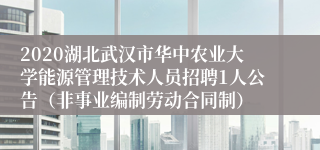 2020湖北武汉市华中农业大学能源管理技术人员招聘1人公告（非事业编制劳动合同制）