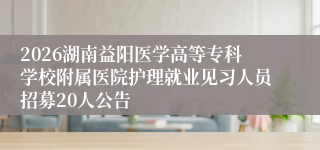 2026湖南益阳医学高等专科学校附属医院护理就业见习人员招募20人公告