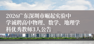 2026广东深圳市崛起实验中学诚聘高中物理、数学、地理学科优秀教师3人公告