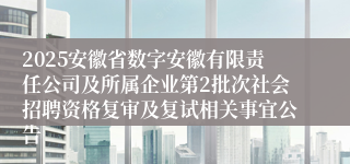 2025安徽省数字安徽有限责任公司及所属企业第2批次社会招聘资格复审及复试相关事宜公告