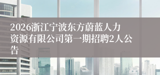 2026浙江宁波东方蔚蓝人力资源有限公司第一期招聘2人公告