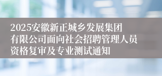 2025安徽新正城乡发展集团有限公司面向社会招聘管理人员资格复审及专业测试通知