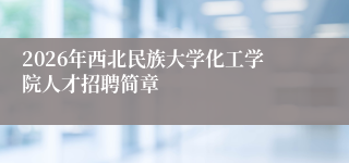 2026年西北民族大学化工学院人才招聘简章