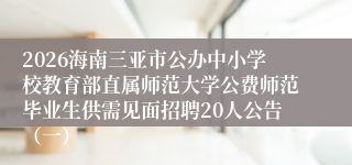 2026海南三亚市公办中小学校教育部直属师范大学公费师范毕业生供需见面招聘20人公告（一）