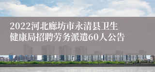 2022河北廊坊市永清县卫生健康局招聘劳务派遣60人公告