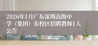 2026年1月广东深圳高级中学(集团)东校区招聘教师1人公告