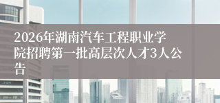 2026年湖南汽车工程职业学院招聘第一批高层次人才3人公告