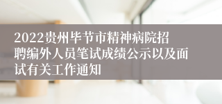 2022贵州毕节市精神病院招聘编外人员笔试成绩公示以及面试有关工作通知