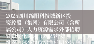 2025四川绵阳科技城新区投资控股(集团)有限公司(含所属公司)人力资源需求外部招聘暨市场化选聘(2025年第三批次)部分岗位招聘延期公告