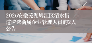 2026安徽芜湖鸠江区清水街道遴选街属企业管理人员的2人公告