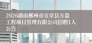 2026湖南郴州市宜章县方盈工程项目管理有限公司招聘1人公告