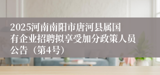 2025河南南阳市唐河县属国有企业招聘拟享受加分政策人员公告（第4号）