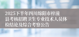 2025下半年四川绵阳市梓潼县考核招聘卫生专业技术人员体检结论及综合考察公告