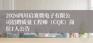 2026四川启赛微电子有限公司招聘质量工程师（CQE）岗位1人公告