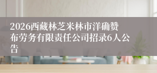 2026西藏林芝米林市洋确赞布劳务有限责任公司招录6人公告