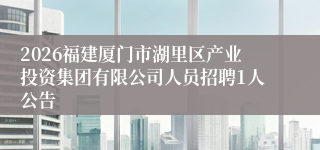 2026福建厦门市湖里区产业投资集团有限公司人员招聘1人公告