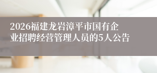 2026福建龙岩漳平市国有企业招聘经营管理人员的5人公告