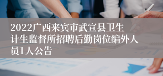 2022广西来宾市武宣县卫生计生监督所招聘后勤岗位编外人员1人公告