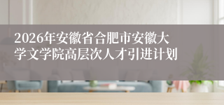 2026年安徽省合肥市安徽大学文学院高层次人才引进计划