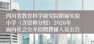 四川省教育科学研究院附属实验小学（含崇和分校）2026年面向社会公开招聘教辅人员公告