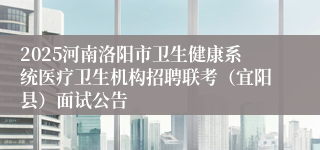 2025河南洛阳市卫生健康系统医疗卫生机构招聘联考（宜阳县）面试公告