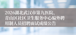 2026湖北武汉市第九医院、青山区社区卫生服务中心编外聘用制人员招聘面试成绩公告