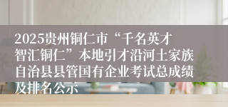 2025贵州铜仁市“千名英才智汇铜仁”本地引才沿河土家族自治县县管国有企业考试总成绩及排名公示