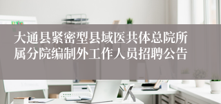 大通县紧密型县域医共体总院所属分院编制外工作人员招聘公告