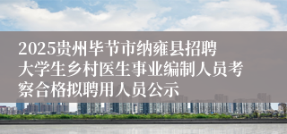 2025贵州毕节市纳雍县招聘大学生乡村医生事业编制人员考察合格拟聘用人员公示