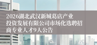 2026湖北武汉新城葛店产业投资发展有限公司市场化选聘招商专业人才9人公告