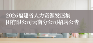 2026福建省人力资源发展集团有限公司云南分公司招聘公告