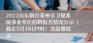 2022山东烟台莱州市卫健系统事业单位招聘报名情况公示（截止5月18日9时）及温馨提示