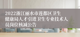 2022浙江丽水市莲都区卫生健康局人才引进卫生专业技术人员岗位核减公告