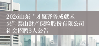 2026山东“才聚齐鲁成就未来”泰山财产保险股份有限公司社会招聘3人公告