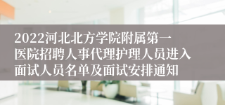 2022河北北方学院附属第一医院招聘人事代理护理人员进入面试人员名单及面试安排通知