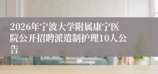 2026年宁波大学附属康宁医院公开招聘派遣制护理10人公告