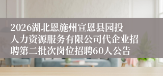 2026湖北恩施州宣恩县园投人力资源服务有限公司代企业招聘第二批次岗位招聘60人公告