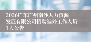 2026广东广州南沙人力资源发展有限公司招聘编外工作人员1人公告