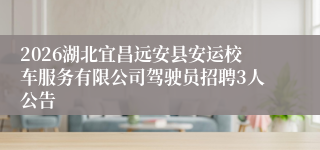 2026湖北宜昌远安县安运校车服务有限公司驾驶员招聘3人公告