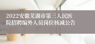 2022安徽芜湖市第三人民医院招聘编外人员岗位核减公告