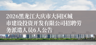 2026黑龙江大庆市大同区城市建设投资开发有限公司招聘劳务派遣人员6人公告