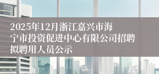 2025年12月浙江嘉兴市海宁市投资促进中心有限公司招聘拟聘用人员公示