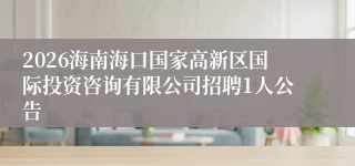 2026海南海口国家高新区国际投资咨询有限公司招聘1人公告