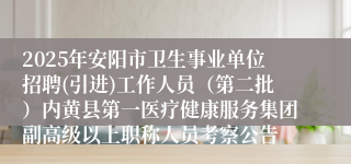 2025年安阳市卫生事业单位招聘(引进)工作人员（第二批）内黄县第一医疗健康服务集团副高级以上职称人员考察公告