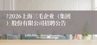?2026上海三毛企业（集团）股份有限公司招聘公告