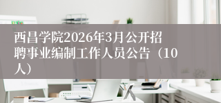 西昌学院2026年3月公开招聘事业编制工作人员公告(10人)