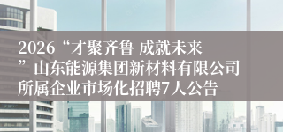 2026“才聚齐鲁 成就未来”山东能源集团新材料有限公司所属企业市场化招聘7人公告