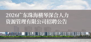 2026广东珠海横琴深合人力资源管理有限公司招聘公告